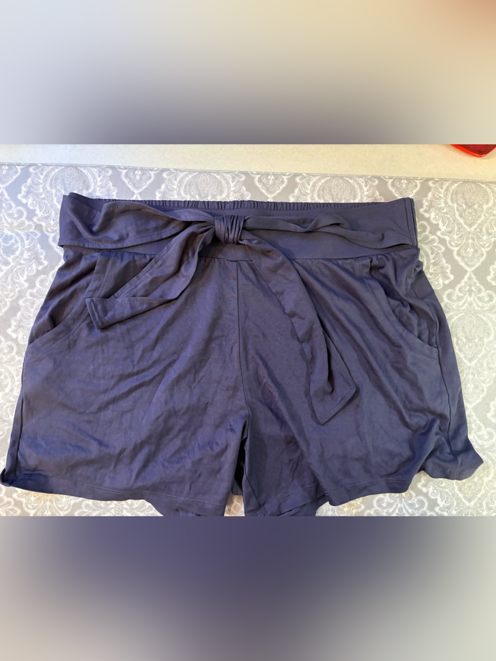 GAIAM Navy Tie-Waist Women’s Lounge Shorts